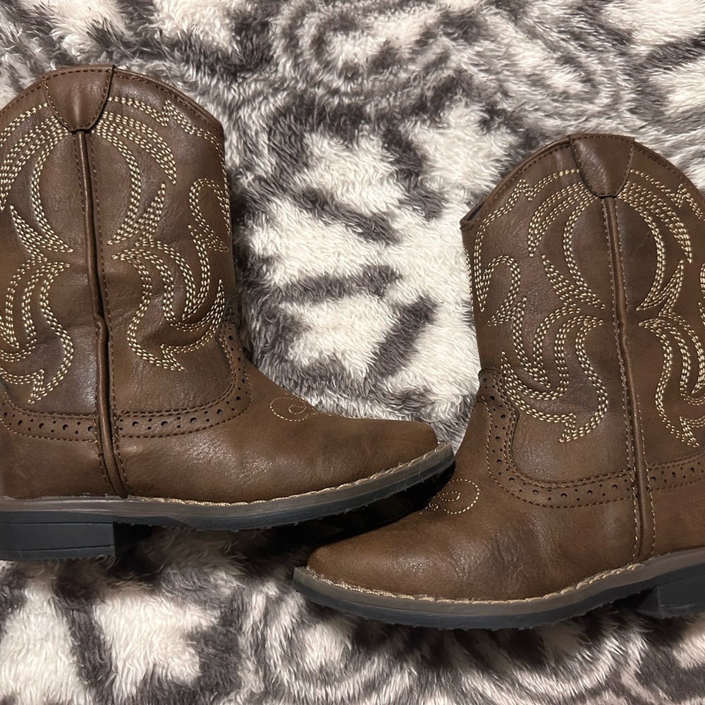 Brown Kids Cowboy Boots